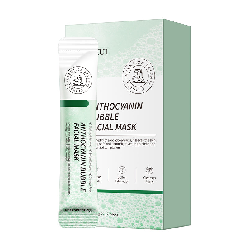 HUNMUI Anthocyanin Bubble Mask - 12 Pcs for Glowing Skin