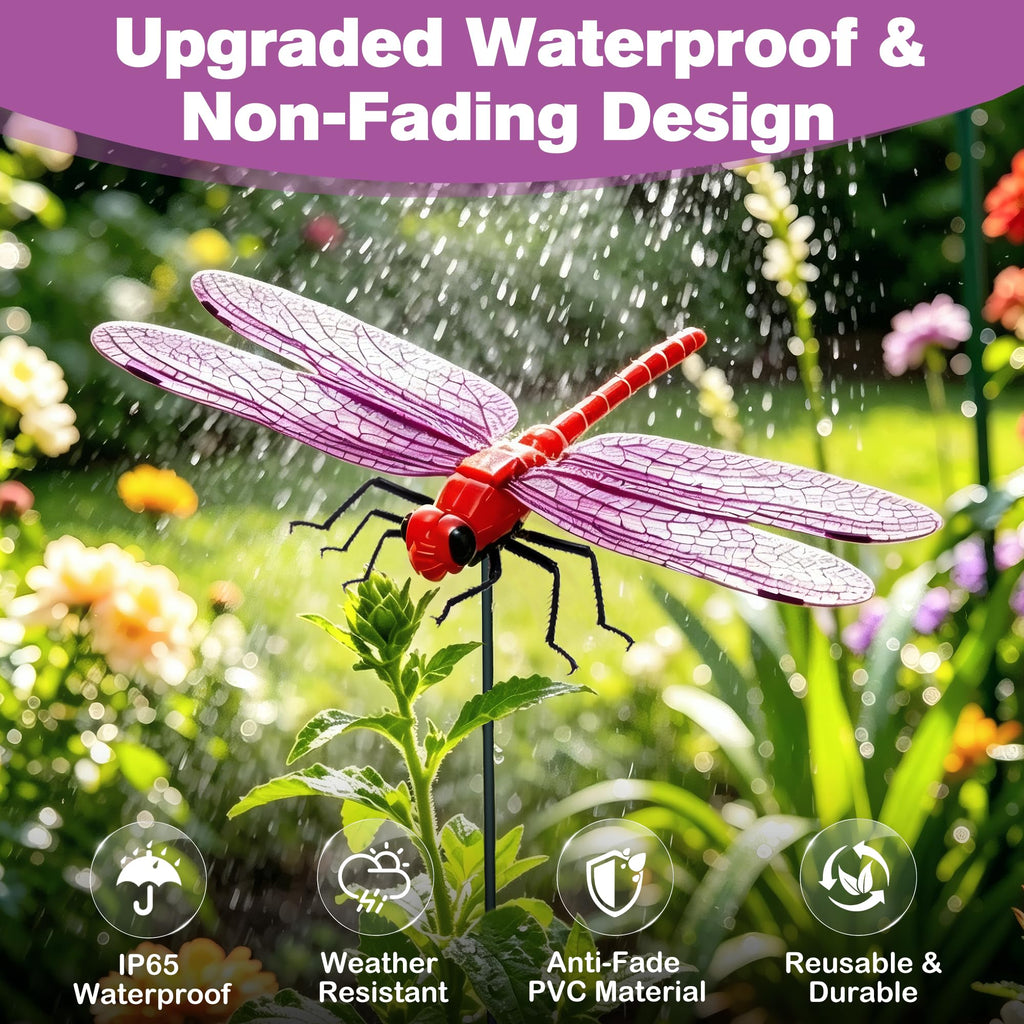 12 Pack Dragonfly Clips - Realistic Garden Decorations