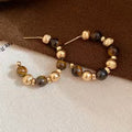 Silver Needle Tiger's Eye Earrings for Women - Vintage Dangle Design
