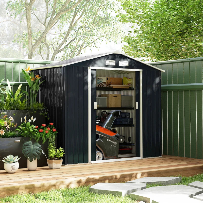 7'x4' Metal Outdoor Shed Organizer - Dark Gray