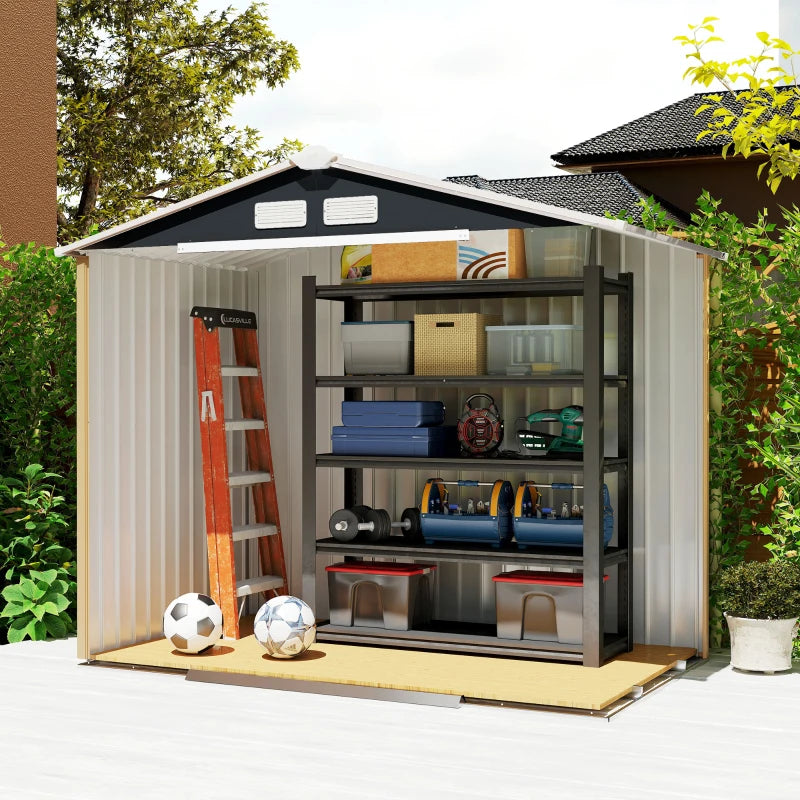 7'x4' Metal Outdoor Shed Organizer - Dark Gray