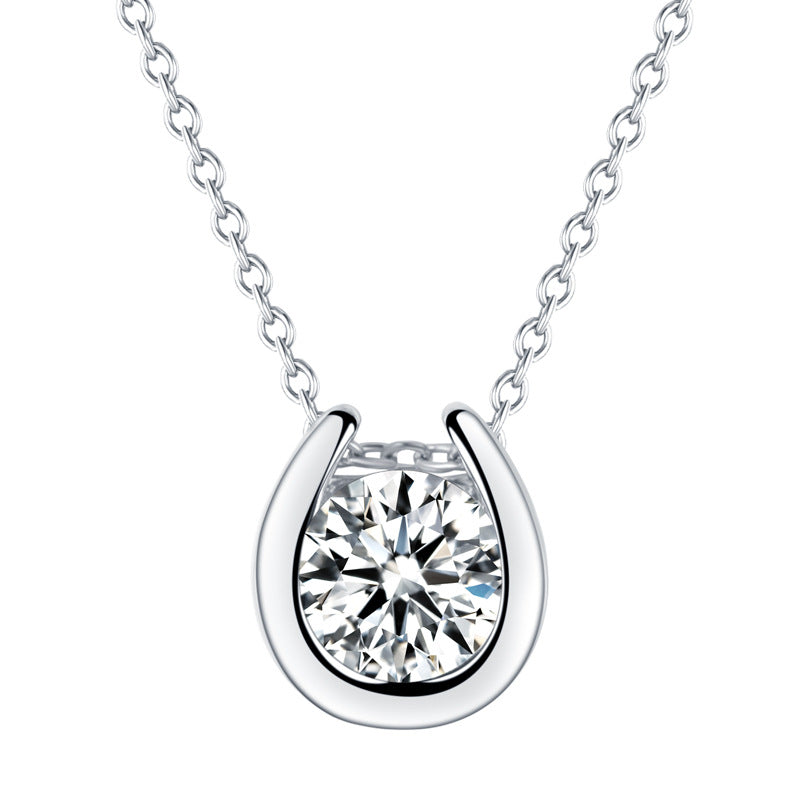 S925 Sterling Silver Minimalist Pendant Necklace with Moissanite