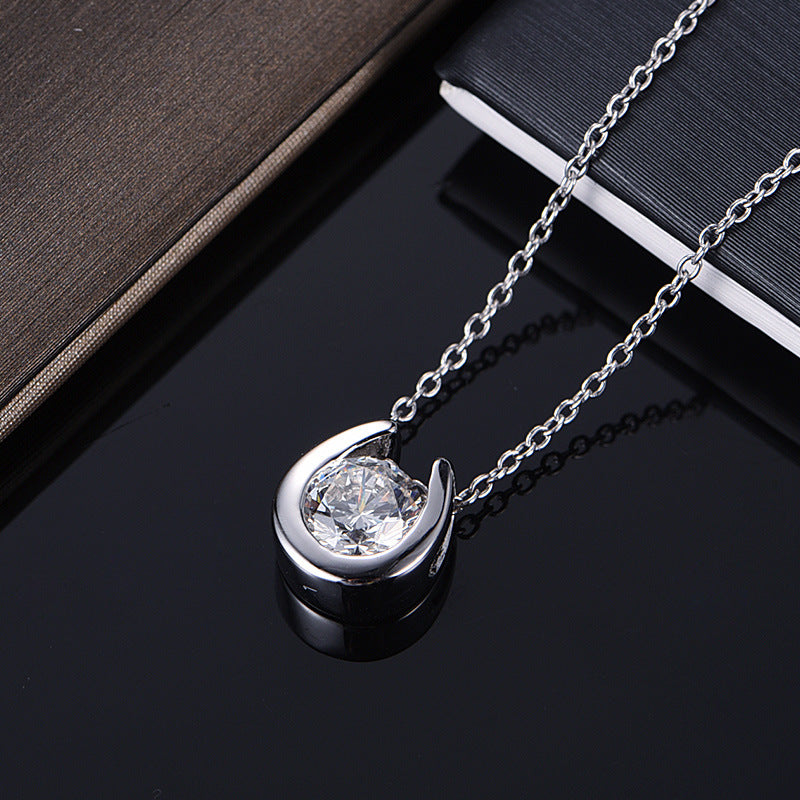 S925 Sterling Silver Minimalist Pendant Necklace with Moissanite