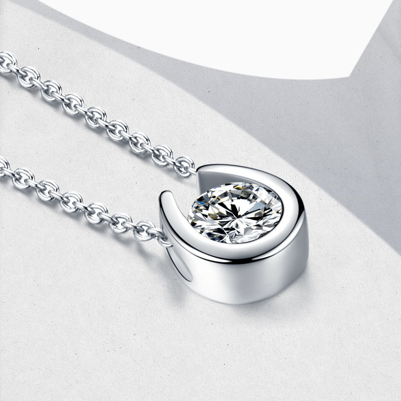 S925 Sterling Silver Minimalist Pendant Necklace with Moissanite