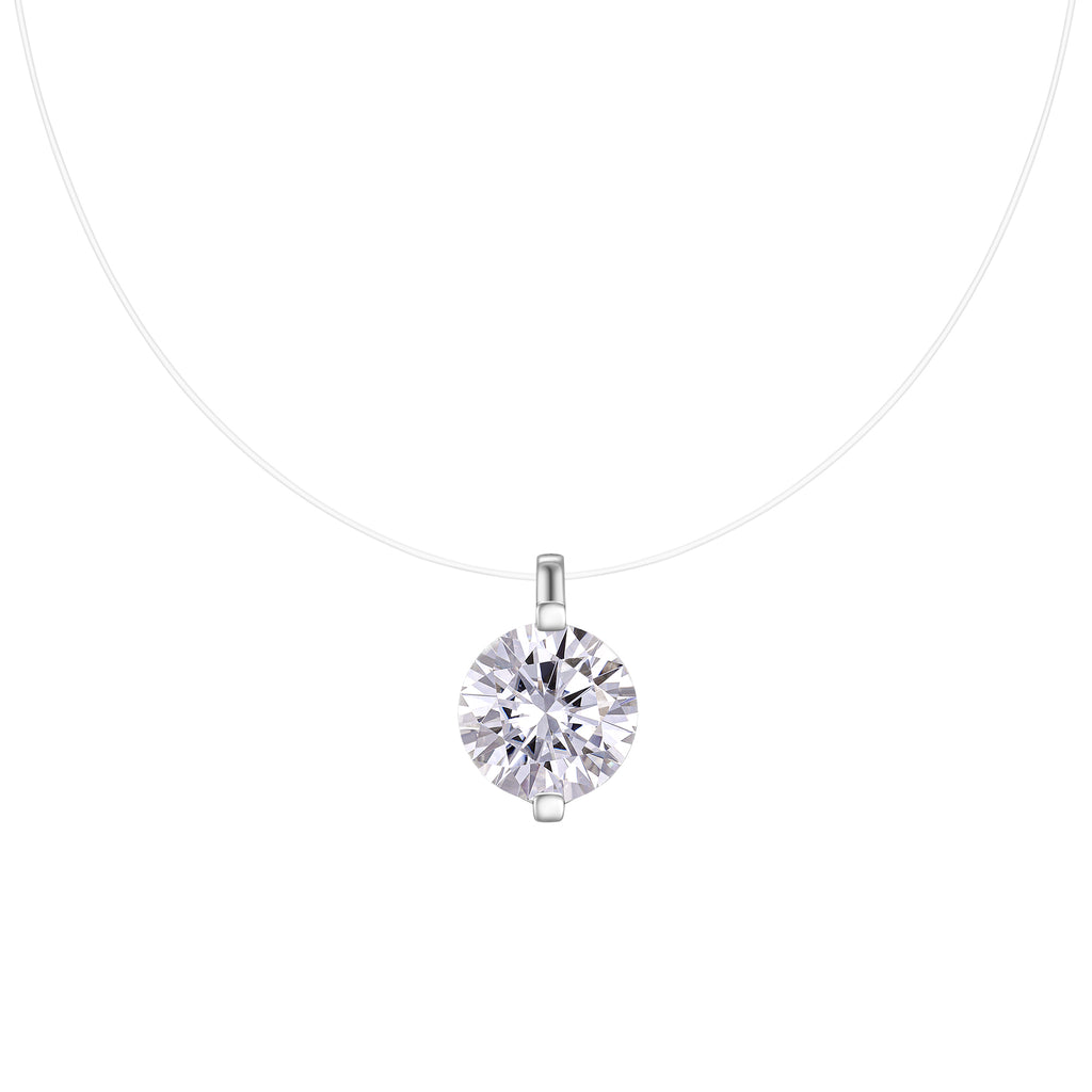 S925 Sterling Silver Invisible Necklace with Moissanite Pendant