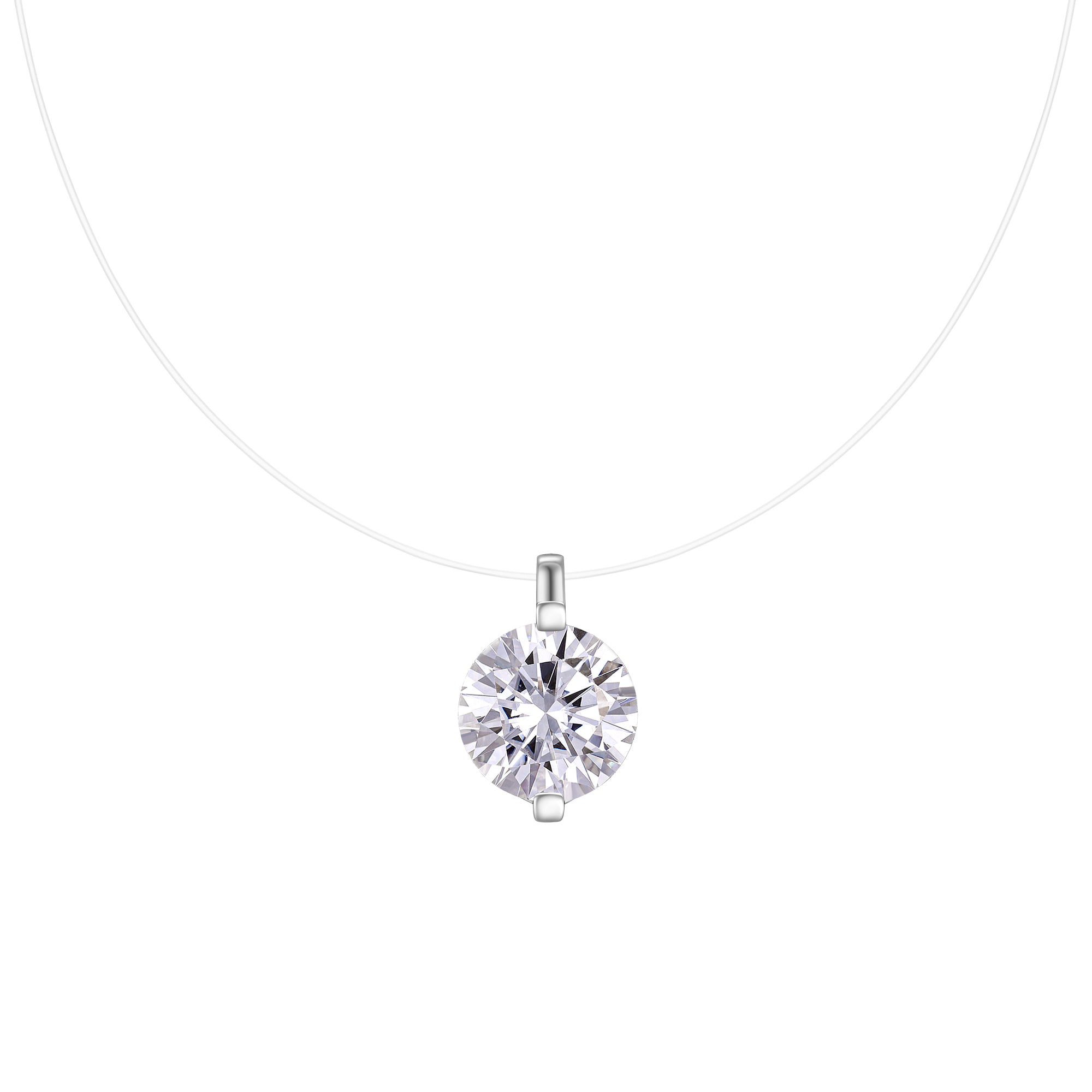 S925 Sterling Silver Invisible Necklace with Moissanite Pendant