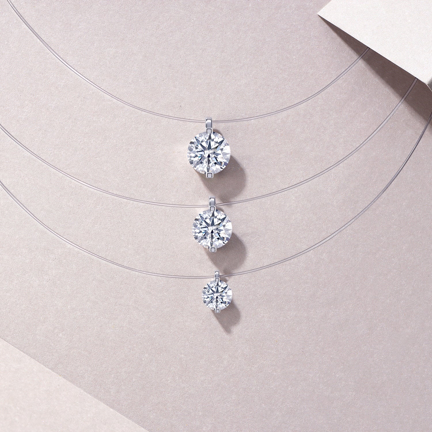 S925 Sterling Silver Invisible Necklace with Moissanite Pendant