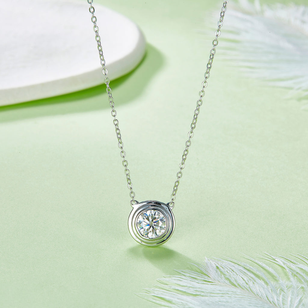 S925 Sterling Silver Moissanite Necklace - Minimalist Pendant