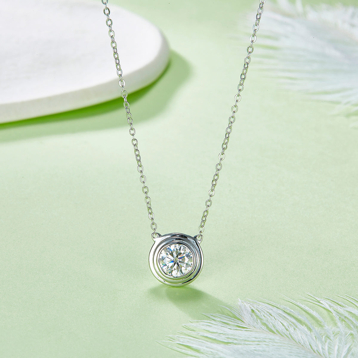 S925 Sterling Silver Moissanite Necklace - Minimalist Pendant