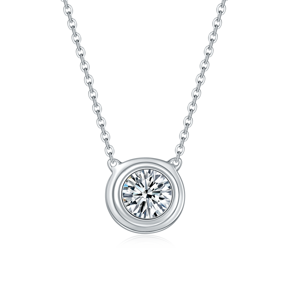 S925 Sterling Silver Moissanite Necklace - Minimalist Pendant