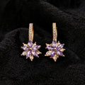 Light Luxury Lavender Cubic Zirconia Flower Huggie Earrings