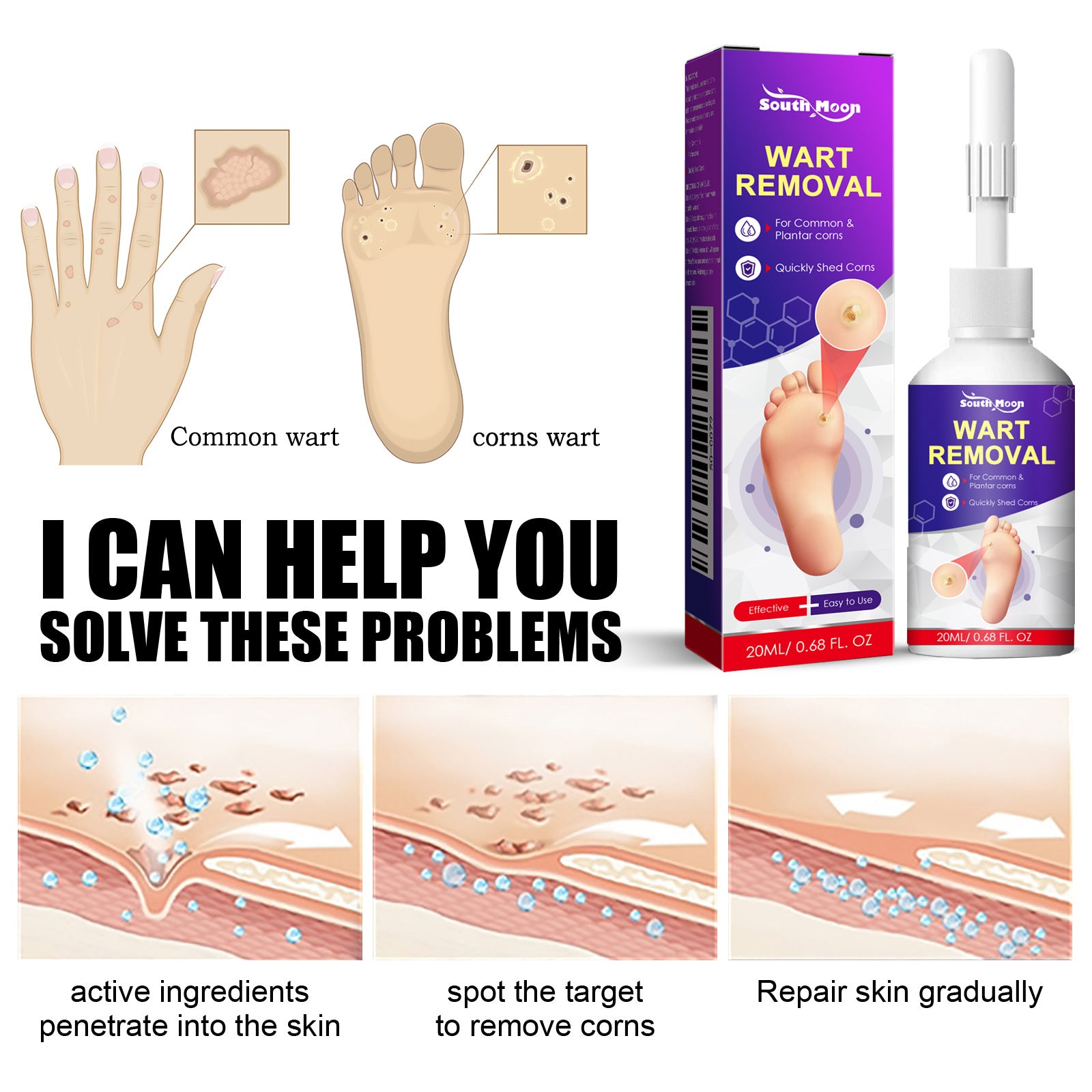 SOUTH MOON Foot Care Solution - Cleanses and Moisturizes Skin