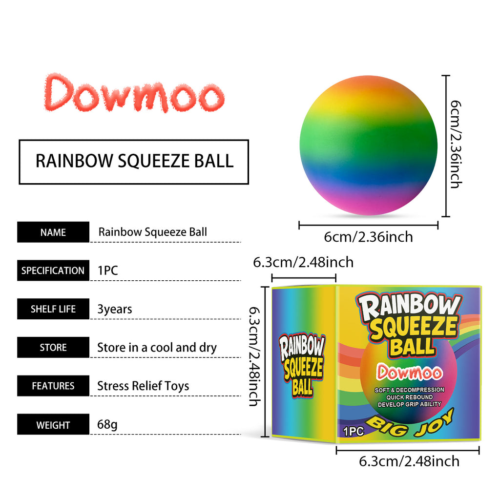 Rainbow Squeeze Stress Ball - Spiky Massage Ball for Anxiety Relief