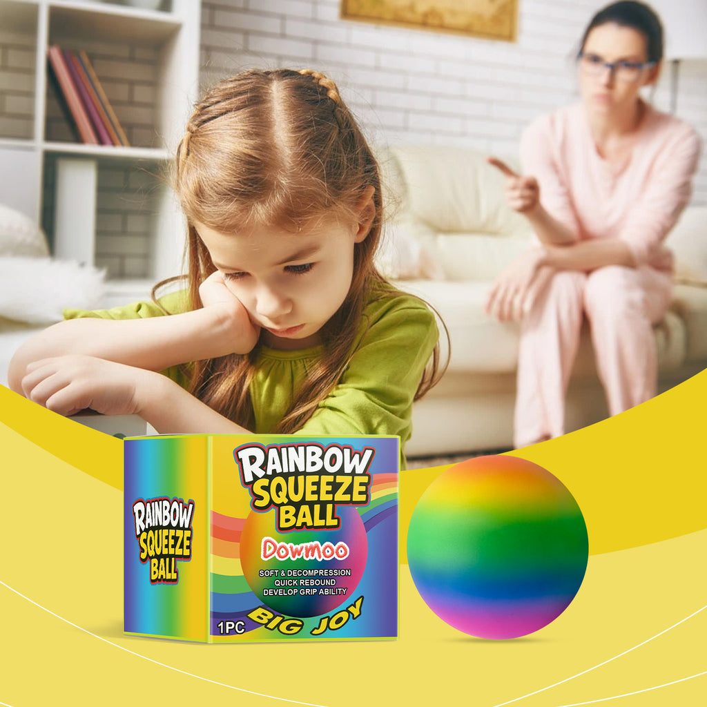 Rainbow Squeeze Stress Ball - Spiky Massage Ball for Anxiety Relief