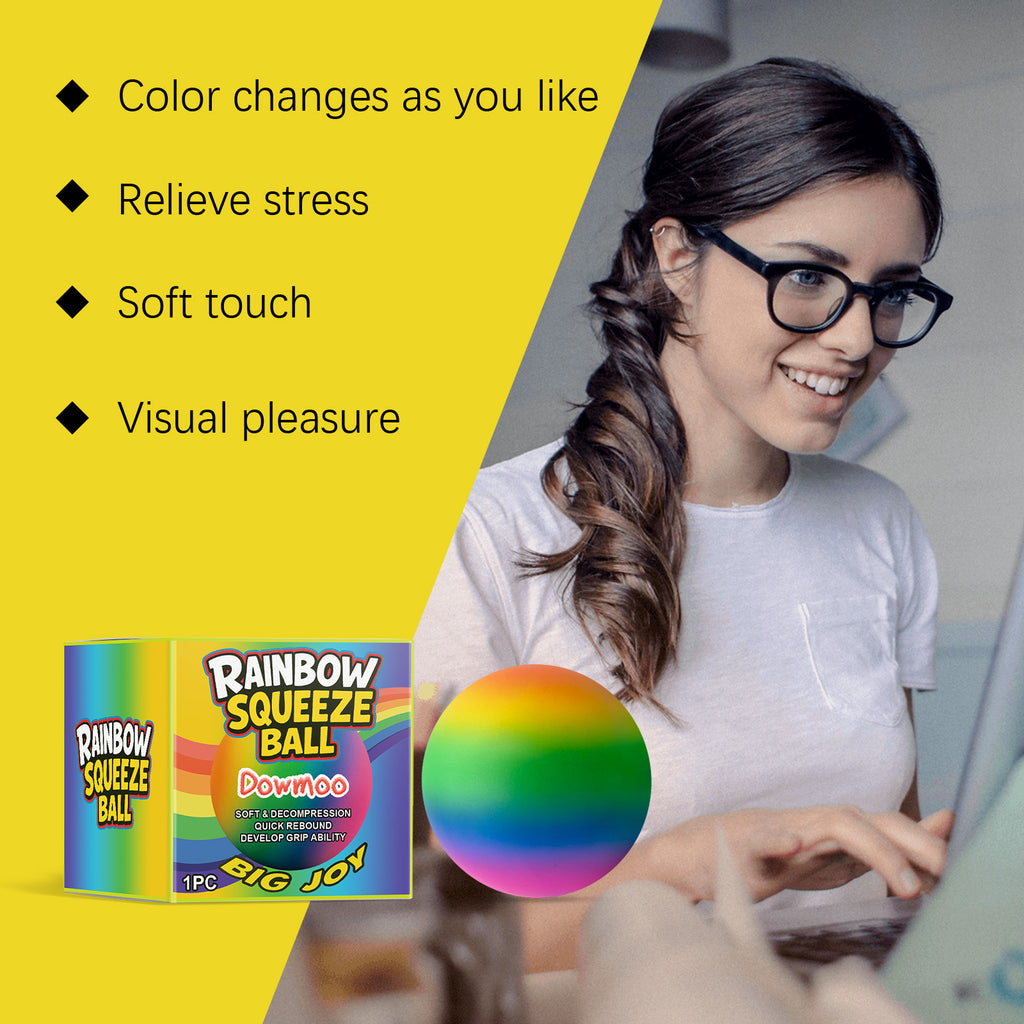 Rainbow Squeeze Stress Ball - Spiky Massage Ball for Anxiety Relief