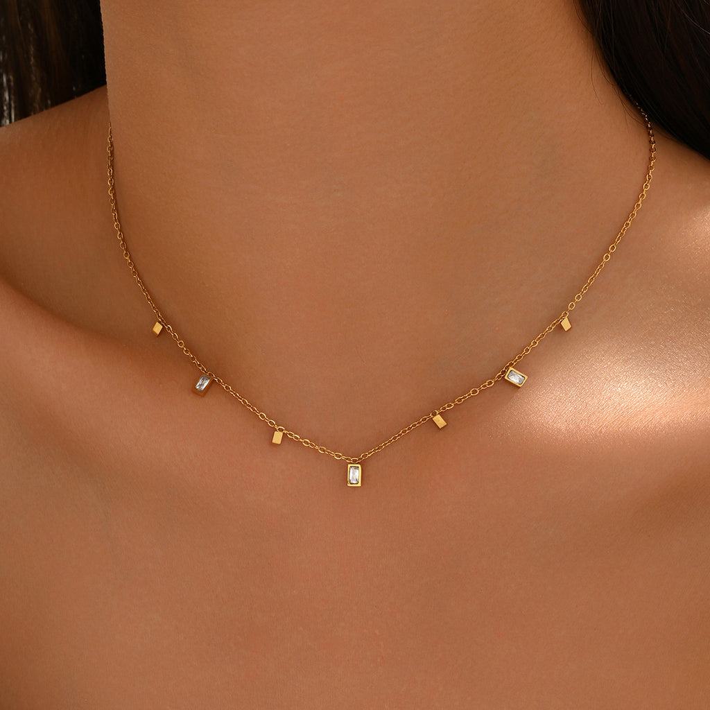 Geometric Stainless Steel Long Clavicle Chain Necklace