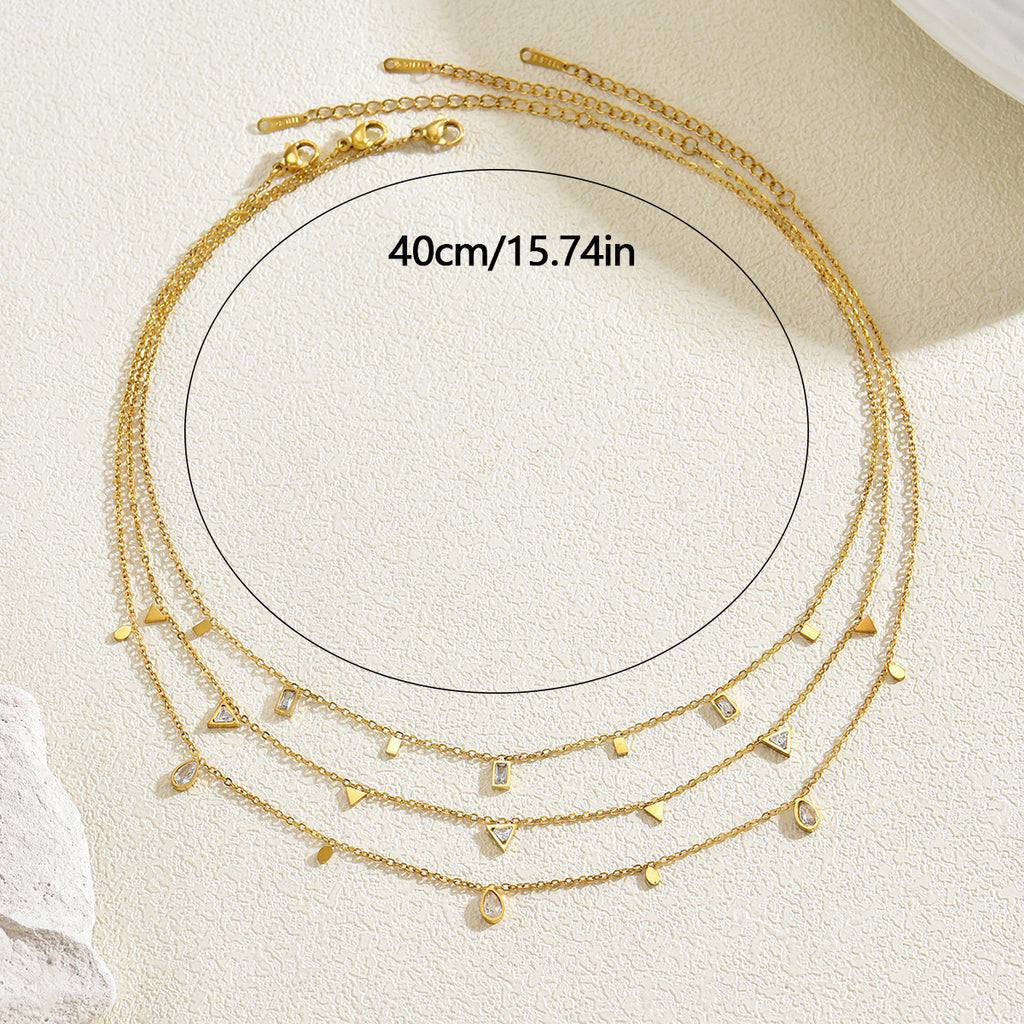 Geometric Stainless Steel Long Clavicle Chain Necklace