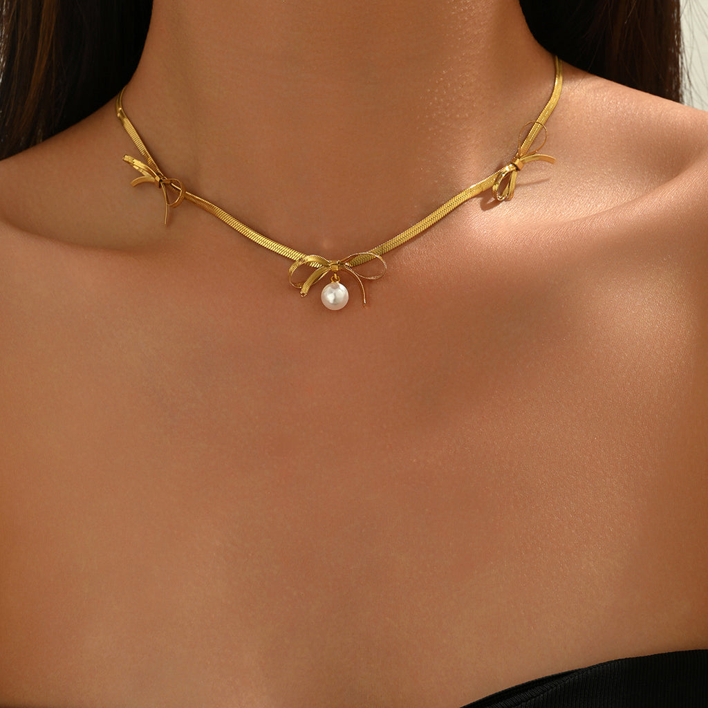 Cross-Border European Style Necklaces for Women - Bow Pendant