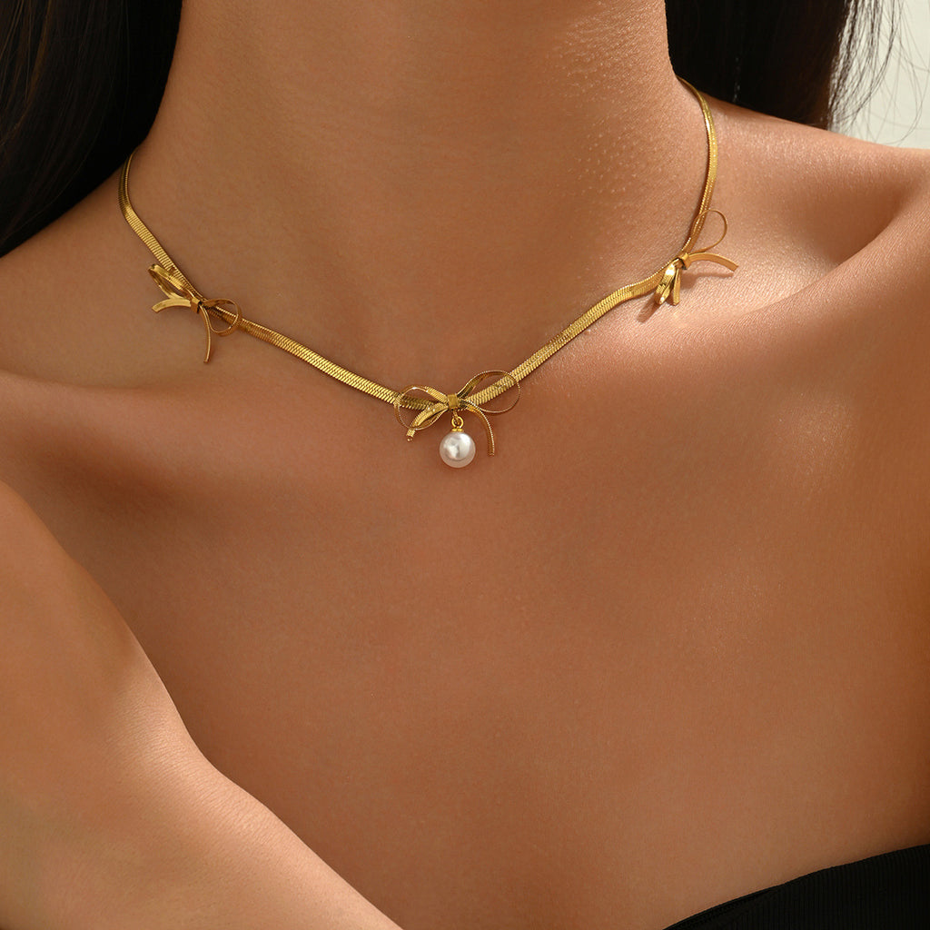 Cross-Border European Style Necklaces for Women - Bow Pendant