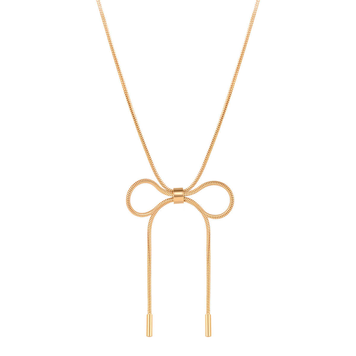 Elegant Bow Design Necklace with Inlaid Pearls for Women