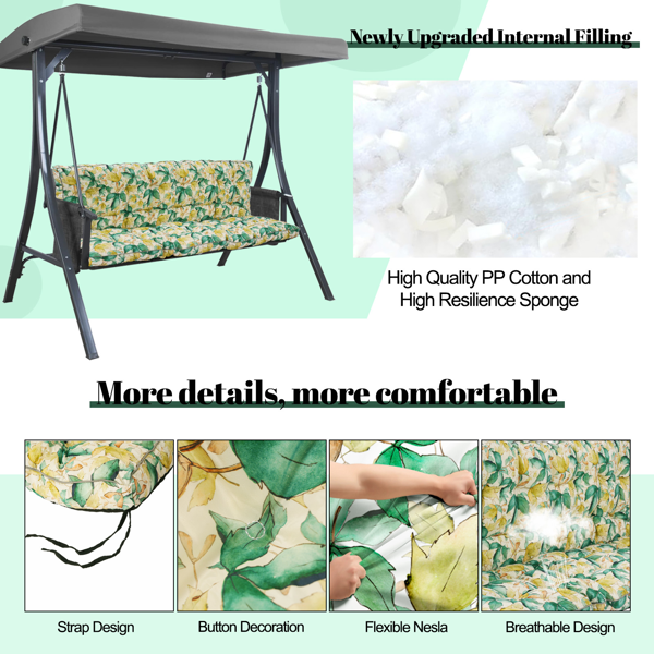 Comfortable Outdoor Swing Cushions 63 Inch - Waterproof & Thick