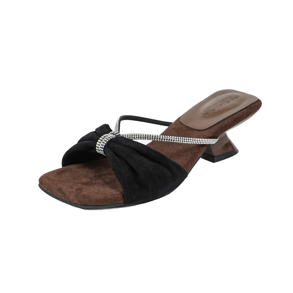 Women's Satin Rhinestone Sandals - Summer Leopard Print Heels