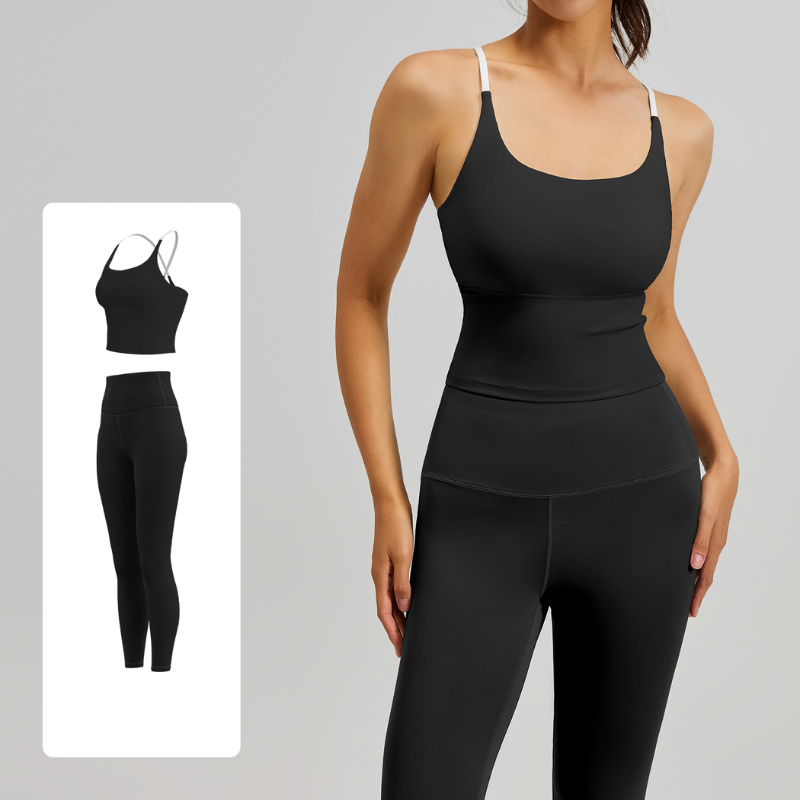 Women's Two-Piece Sports Fitness Outfit - Camisole & Long Pants