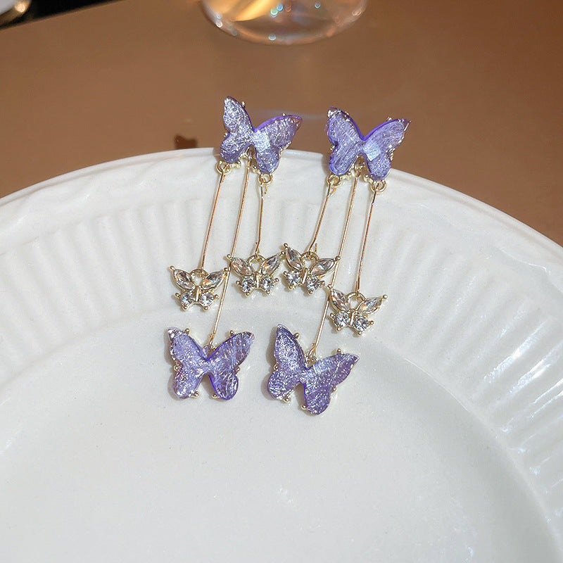 Purple Rhinestone Flower Earrings for Women - Elegant Style