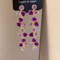 Purple Rhinestone Flower Earrings for Women - Elegant Style