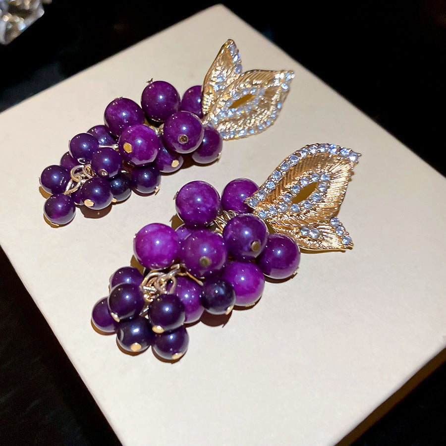Korean Style Purple Stud Earrings for Women - Elegant Crystal Flowers