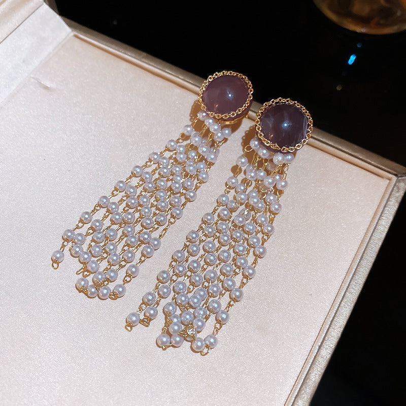 Purple Crystal Rhinestone Earrings - Luxury Korean Style