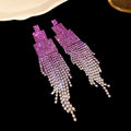 Korean Versatile Crystal Earrings for Women - Purple Flower Rhinestone