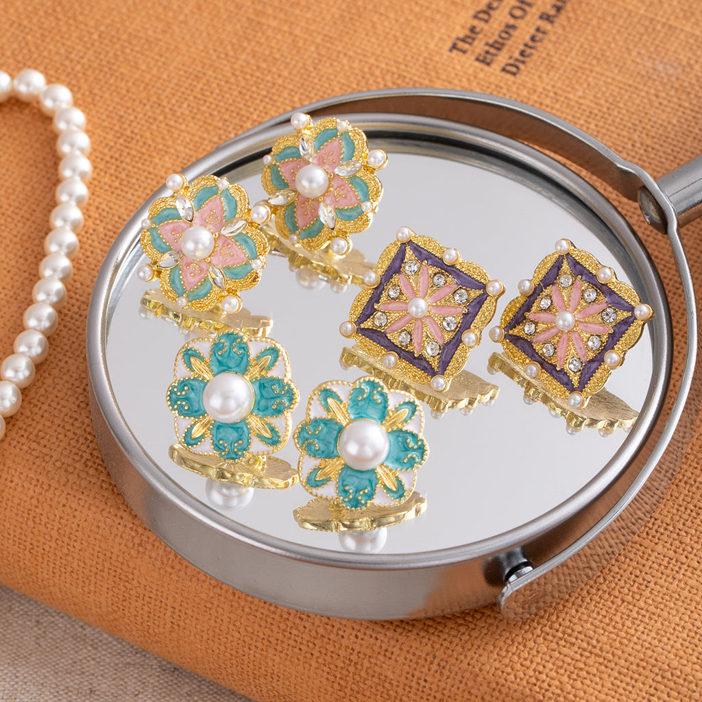 Elegant Silver Needle Enamel Flower Stud Earrings for Women