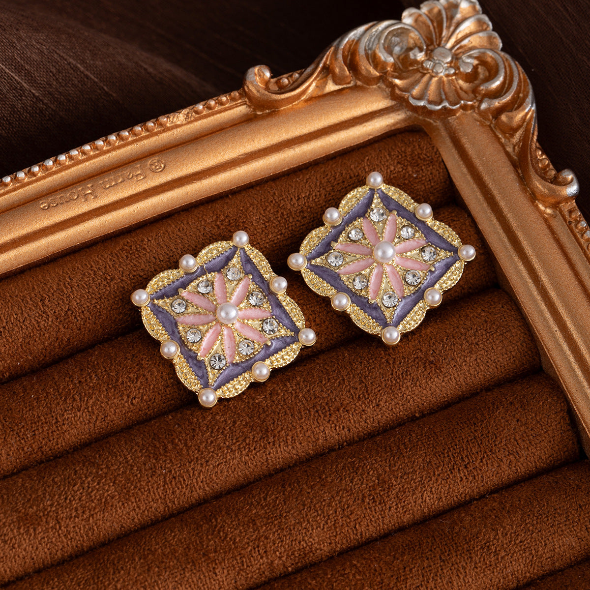 Elegant Silver Needle Enamel Flower Stud Earrings for Women