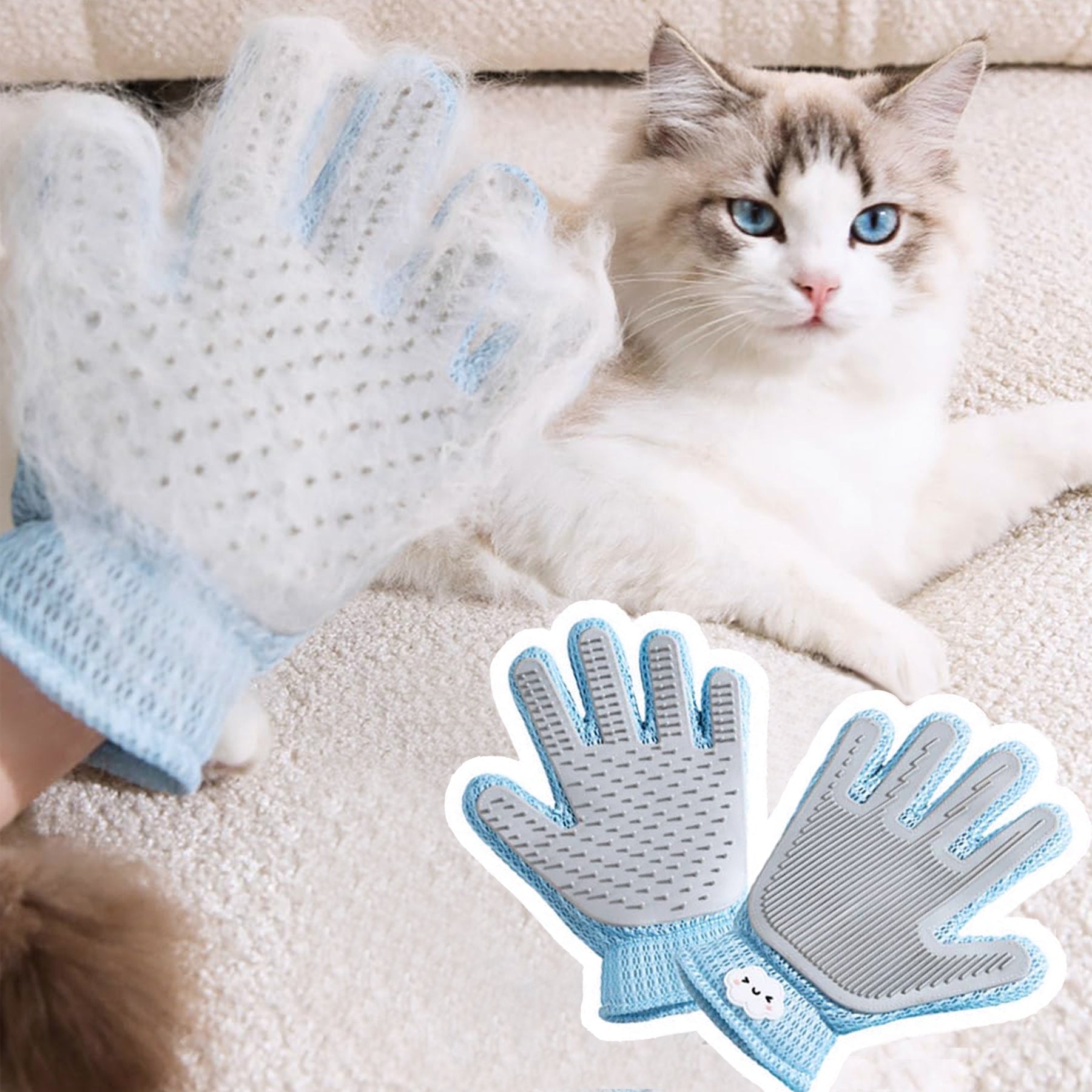 2in1 Double Sided Pet Grooming Glove for Cats & Dogs
