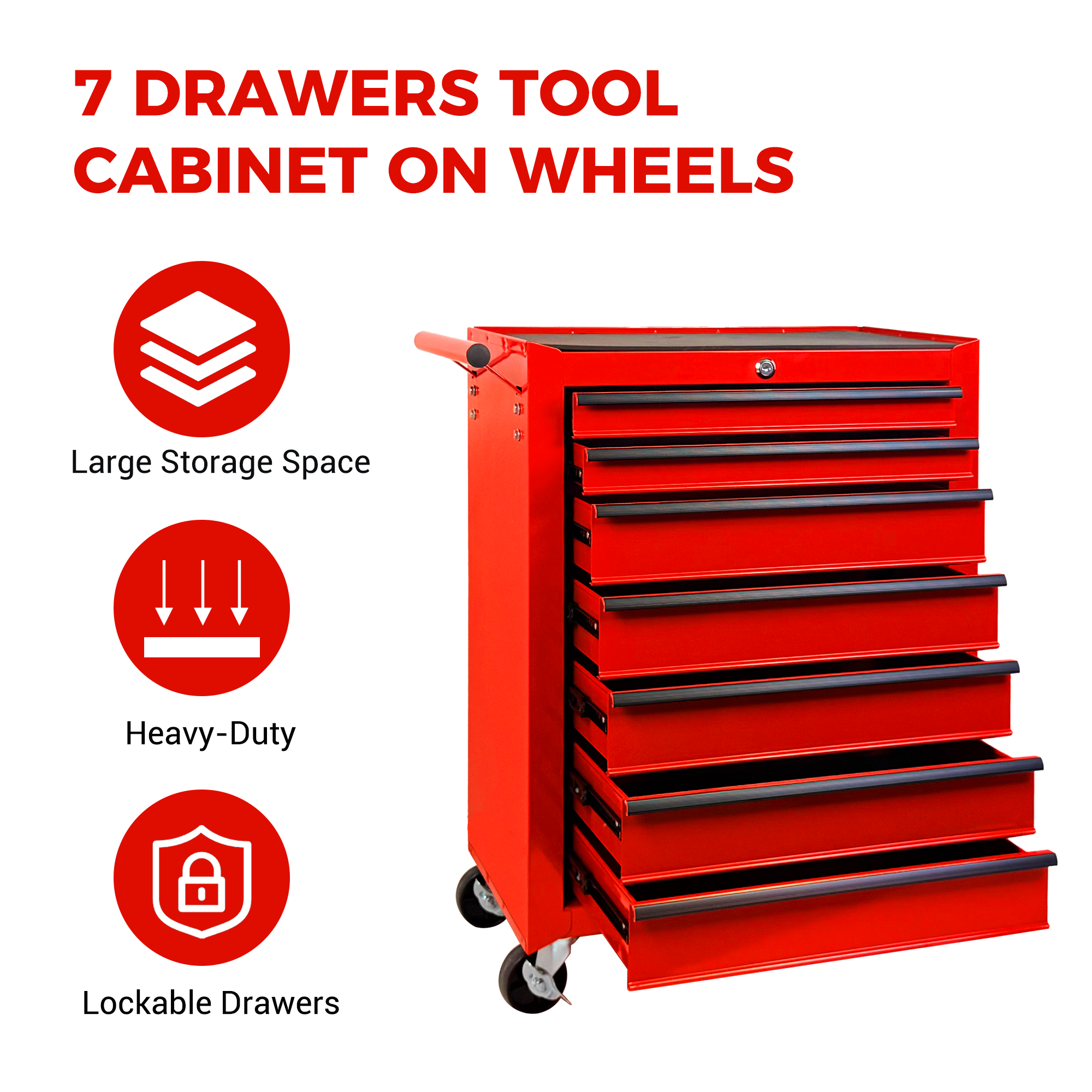 7-Drawer Rolling Tool Storage Cabinet for Garage Workshop