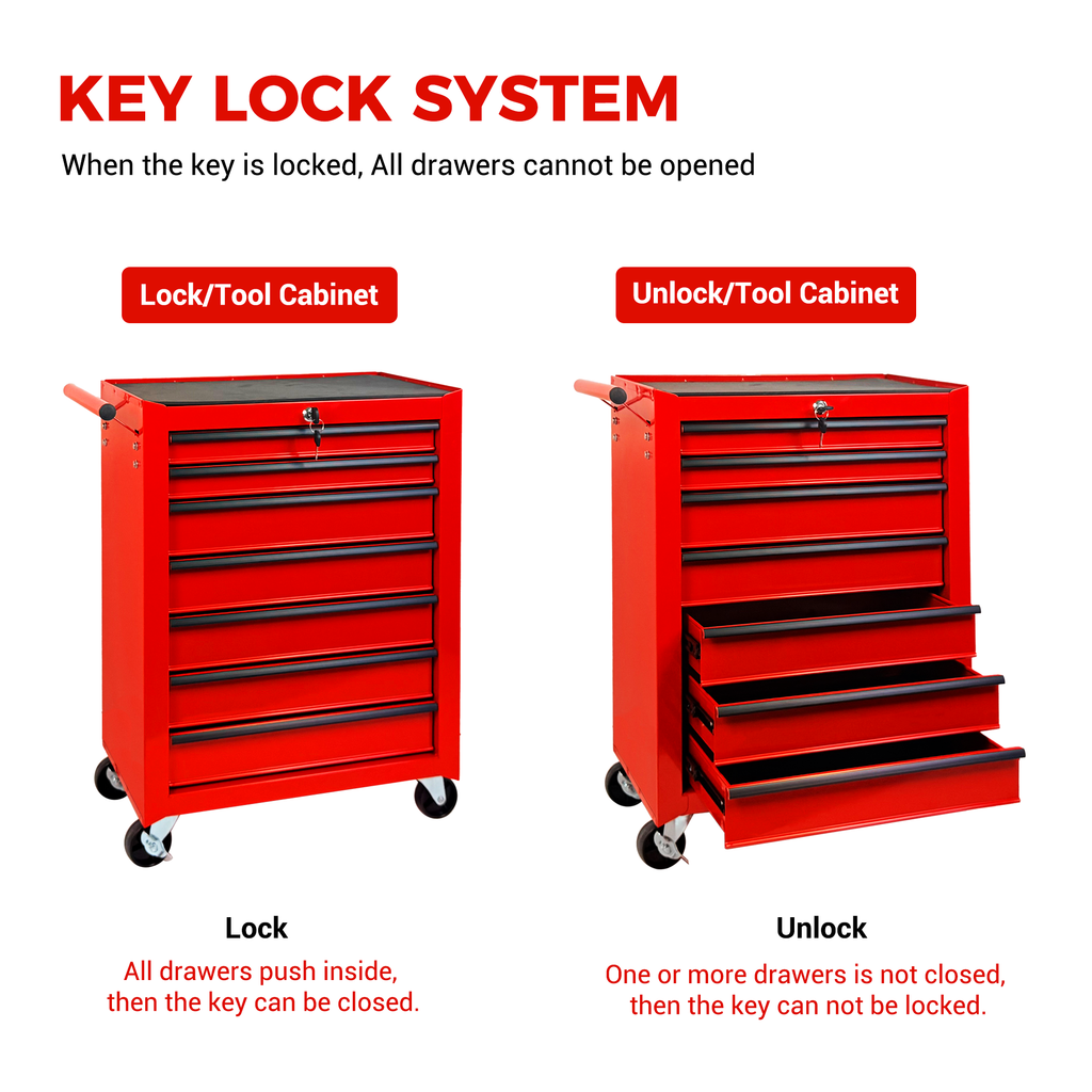 7-Drawer Rolling Tool Storage Cabinet for Garage Workshop