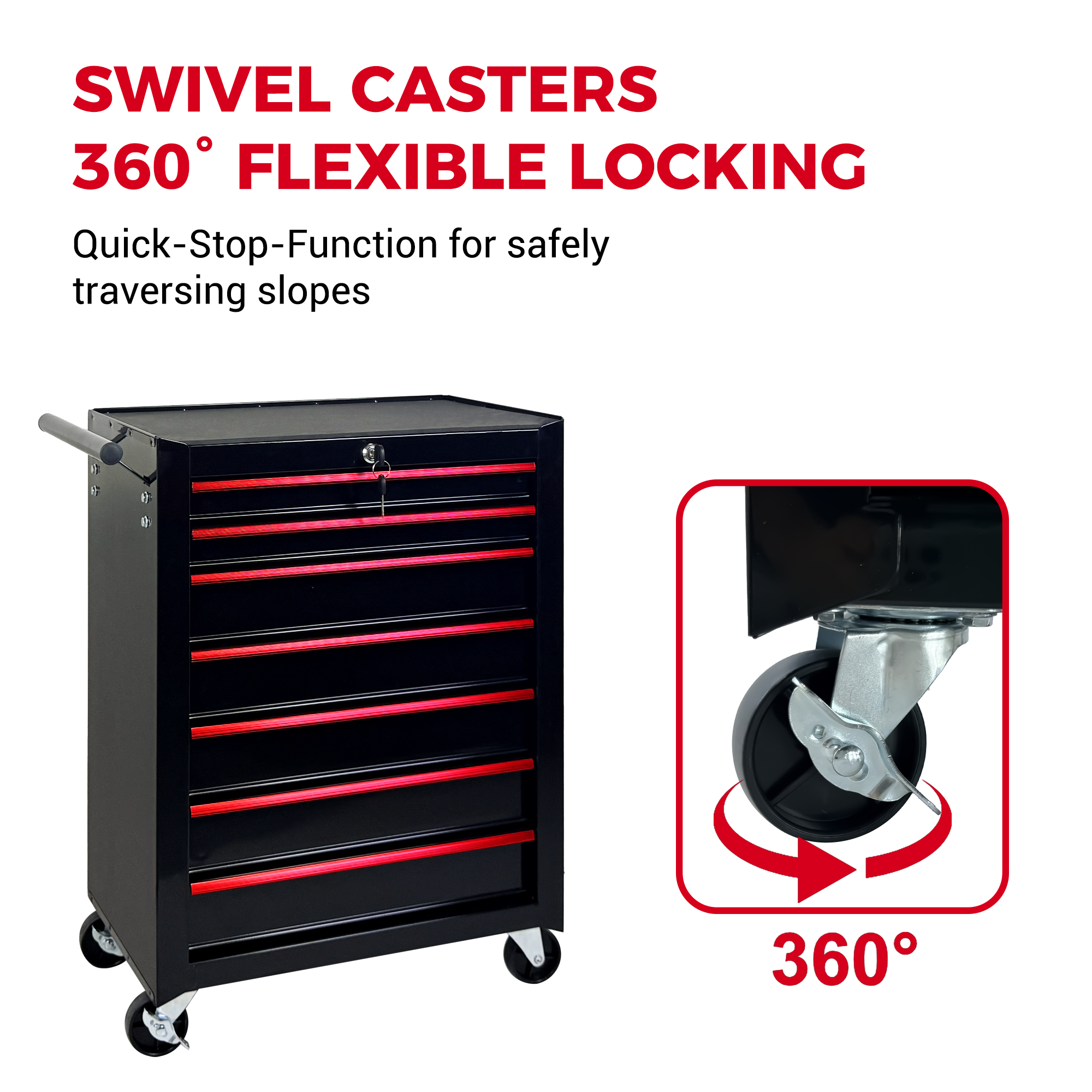 7-Drawer Rolling Tool Storage Cabinet with Detachable Top