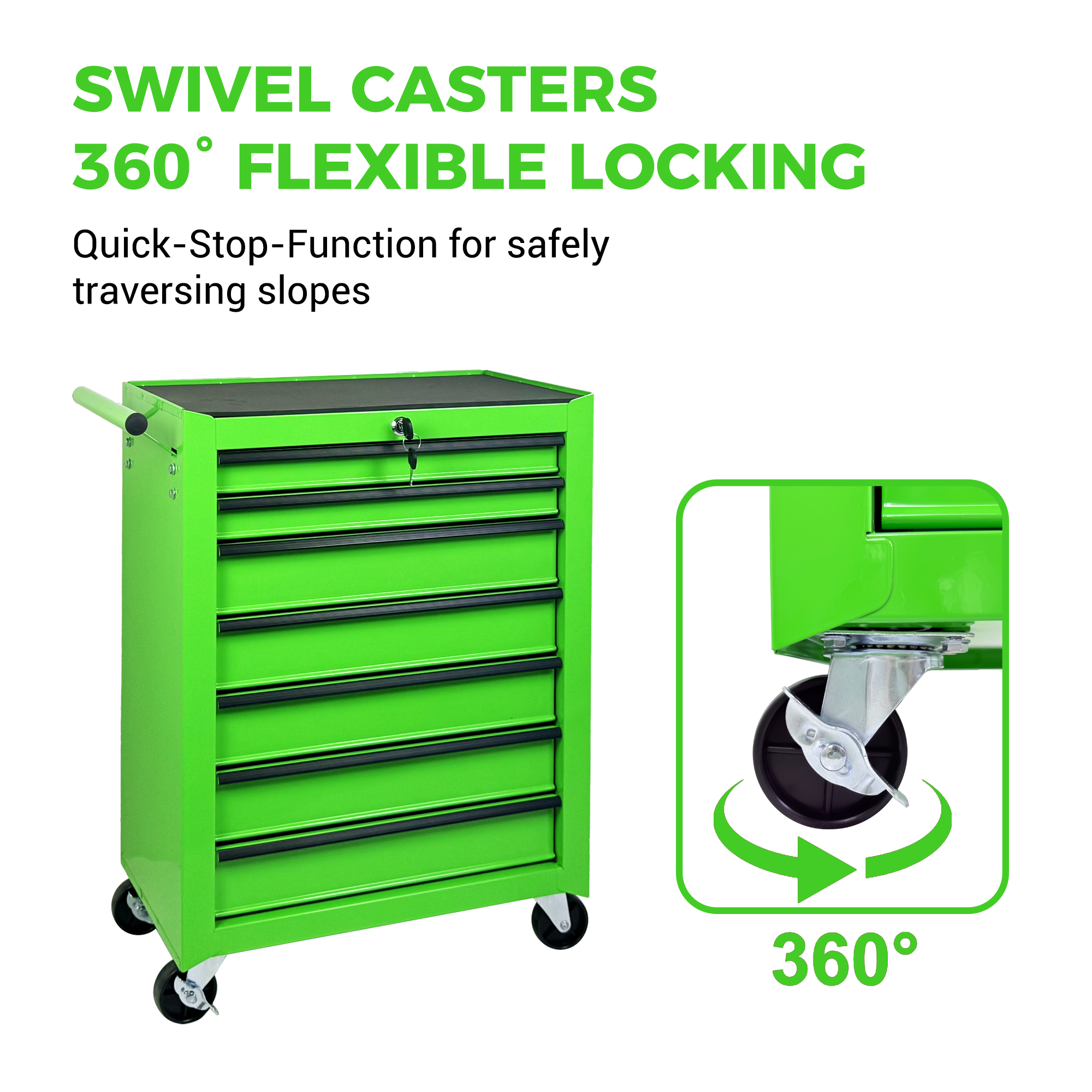 7-Drawer Rolling Tool Storage Cabinet - Leaf Bright Green