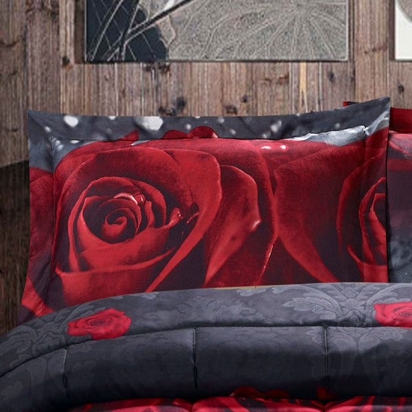 3D Comforter Set - Rose Love Romantic Moment Print