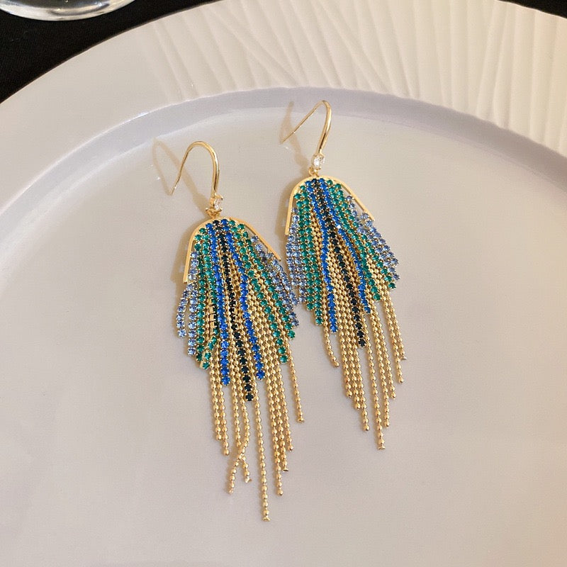 Elegant Silver Post Zircon Dangle Earrings for Women