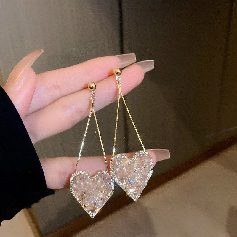 Elegant Silver Post Zircon Dangle Earrings for Women