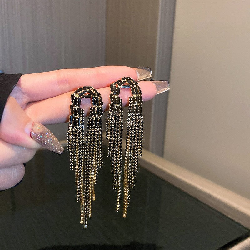 Elegant Silver Post Zircon Dangle Earrings for Women