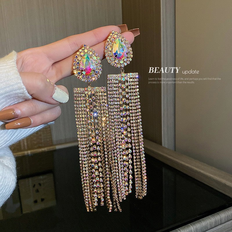 Elegant Silver Post Zircon Dangle Earrings for Women