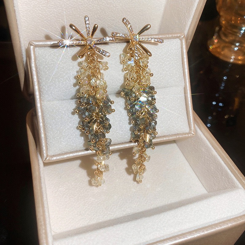 Exquisite Zircon Drop Earrings for Women - Korean Style Vintage