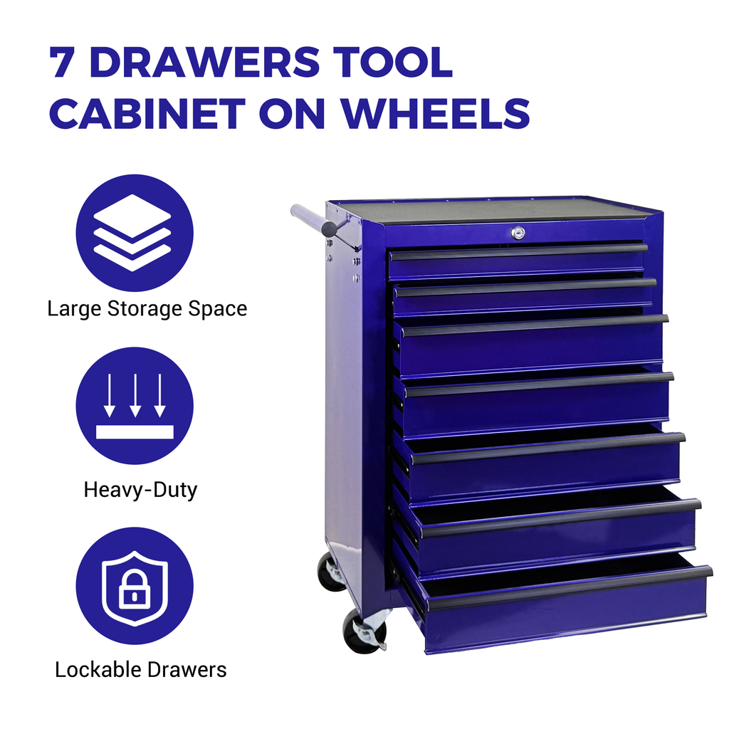 7-Drawer Rolling Tool Storage Cabinet - Amethyst Charm Purple
