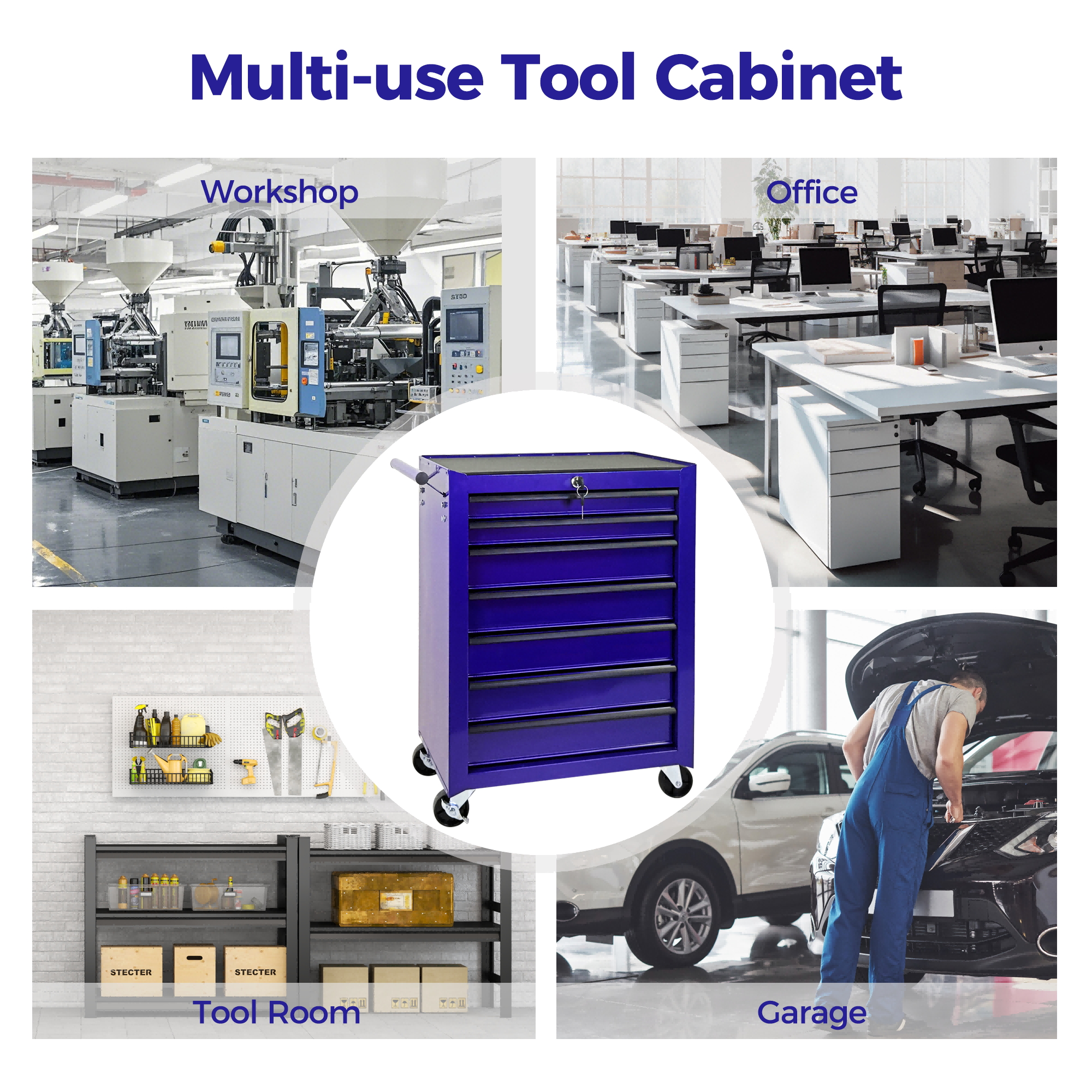 7-Drawer Rolling Tool Storage Cabinet - Amethyst Charm Purple
