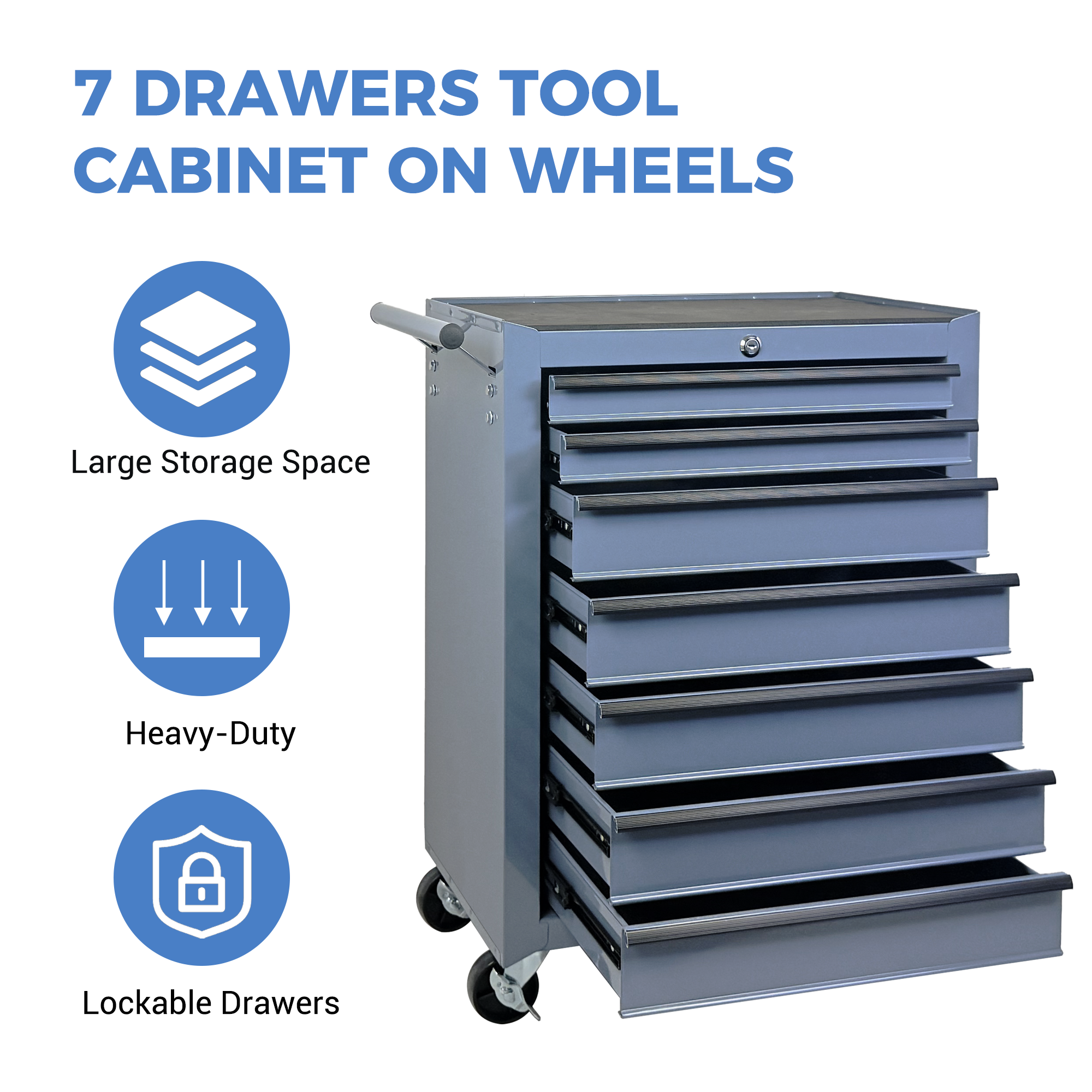 7-Drawer Rolling Tool Storage Cabinet - Titanium Cold Grey