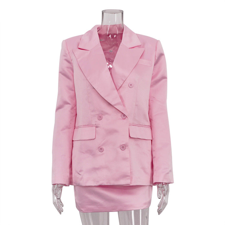 Double Breasted Oversized Blazer & High Waist Mini Skirt Set