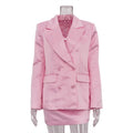 Double Breasted Oversized Blazer & High Waist Mini Skirt Set
